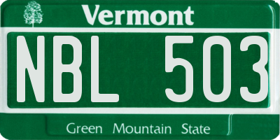 VT license plate NBL503
