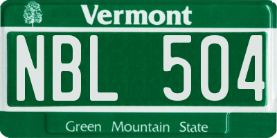 VT license plate NBL504