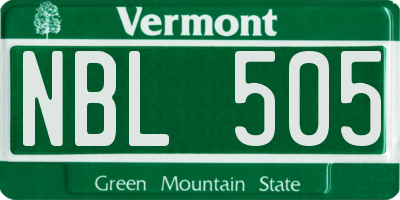 VT license plate NBL505