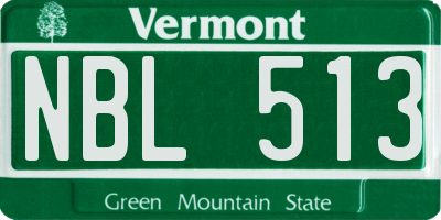 VT license plate NBL513