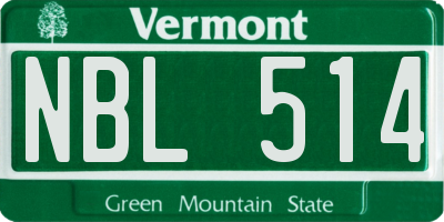 VT license plate NBL514