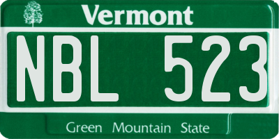 VT license plate NBL523