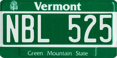 VT license plate NBL525
