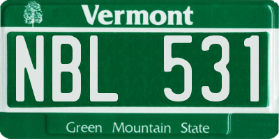 VT license plate NBL531