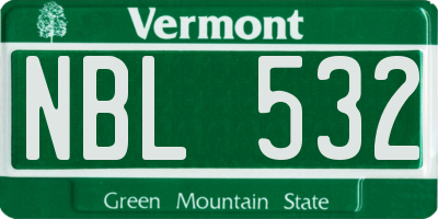 VT license plate NBL532