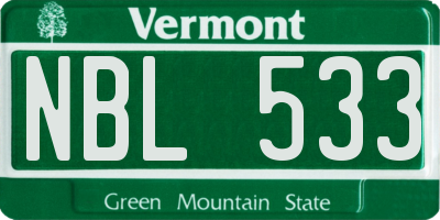 VT license plate NBL533