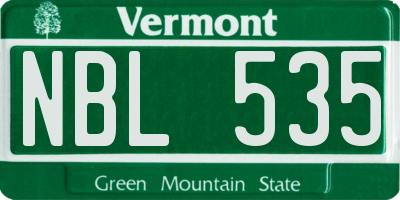 VT license plate NBL535