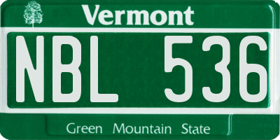 VT license plate NBL536