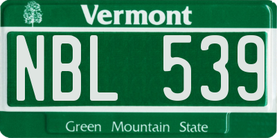 VT license plate NBL539