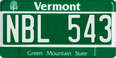 VT license plate NBL543