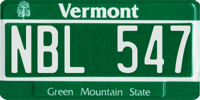 VT license plate NBL547