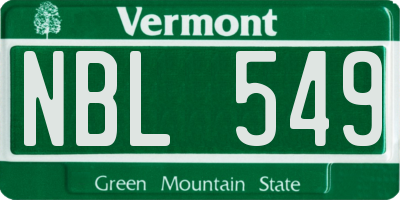 VT license plate NBL549