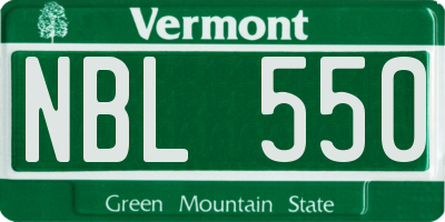 VT license plate NBL550