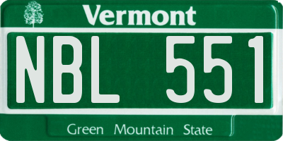 VT license plate NBL551