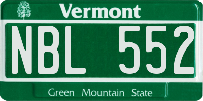 VT license plate NBL552