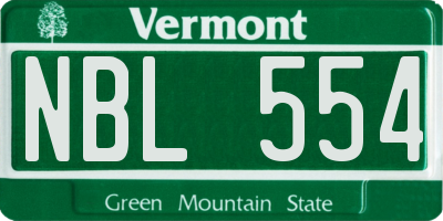 VT license plate NBL554