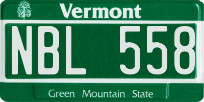 VT license plate NBL558