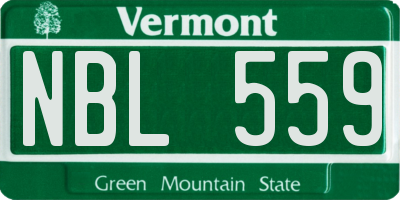 VT license plate NBL559