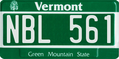 VT license plate NBL561