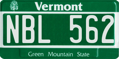 VT license plate NBL562