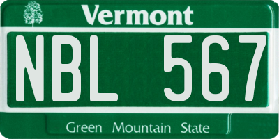 VT license plate NBL567
