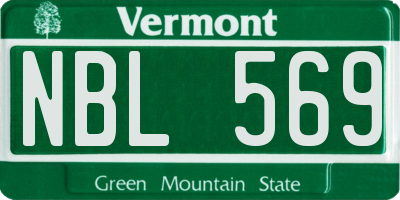 VT license plate NBL569