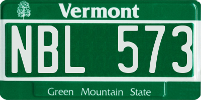 VT license plate NBL573