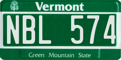 VT license plate NBL574
