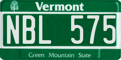 VT license plate NBL575