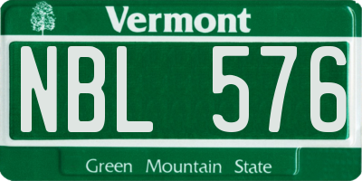 VT license plate NBL576
