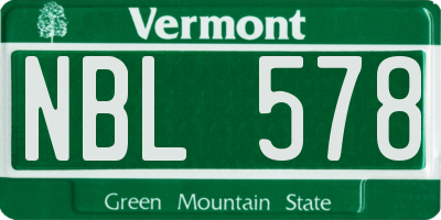 VT license plate NBL578