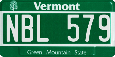 VT license plate NBL579