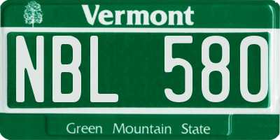 VT license plate NBL580