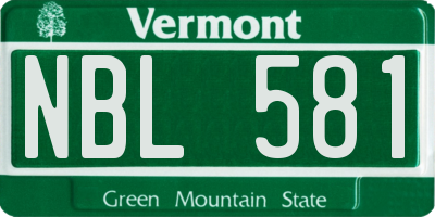 VT license plate NBL581