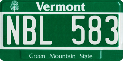 VT license plate NBL583