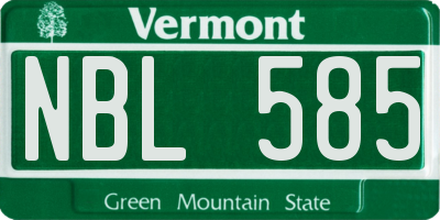 VT license plate NBL585