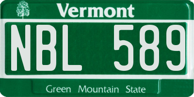 VT license plate NBL589