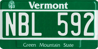 VT license plate NBL592