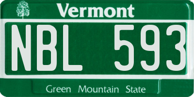 VT license plate NBL593