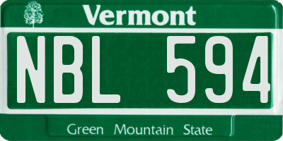 VT license plate NBL594