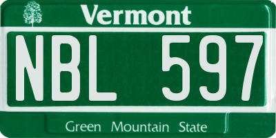 VT license plate NBL597