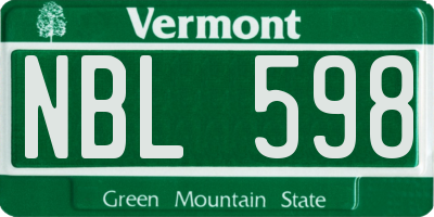VT license plate NBL598