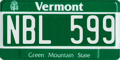 VT license plate NBL599