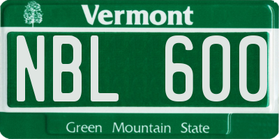 VT license plate NBL600