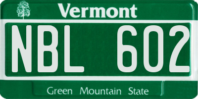 VT license plate NBL602