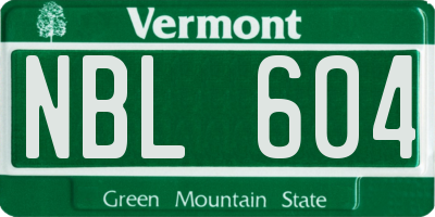 VT license plate NBL604