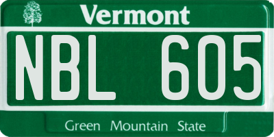 VT license plate NBL605