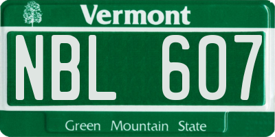 VT license plate NBL607