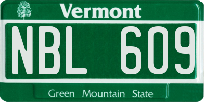 VT license plate NBL609