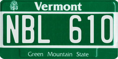 VT license plate NBL610